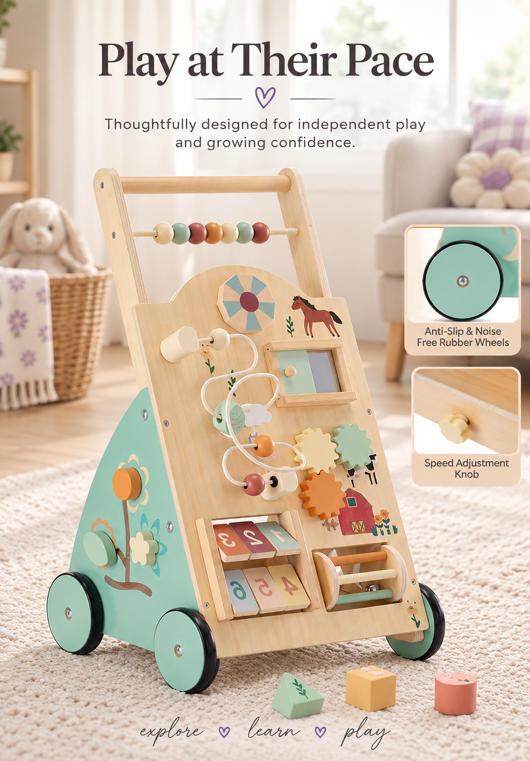 Montessori Wooden Baby Walker