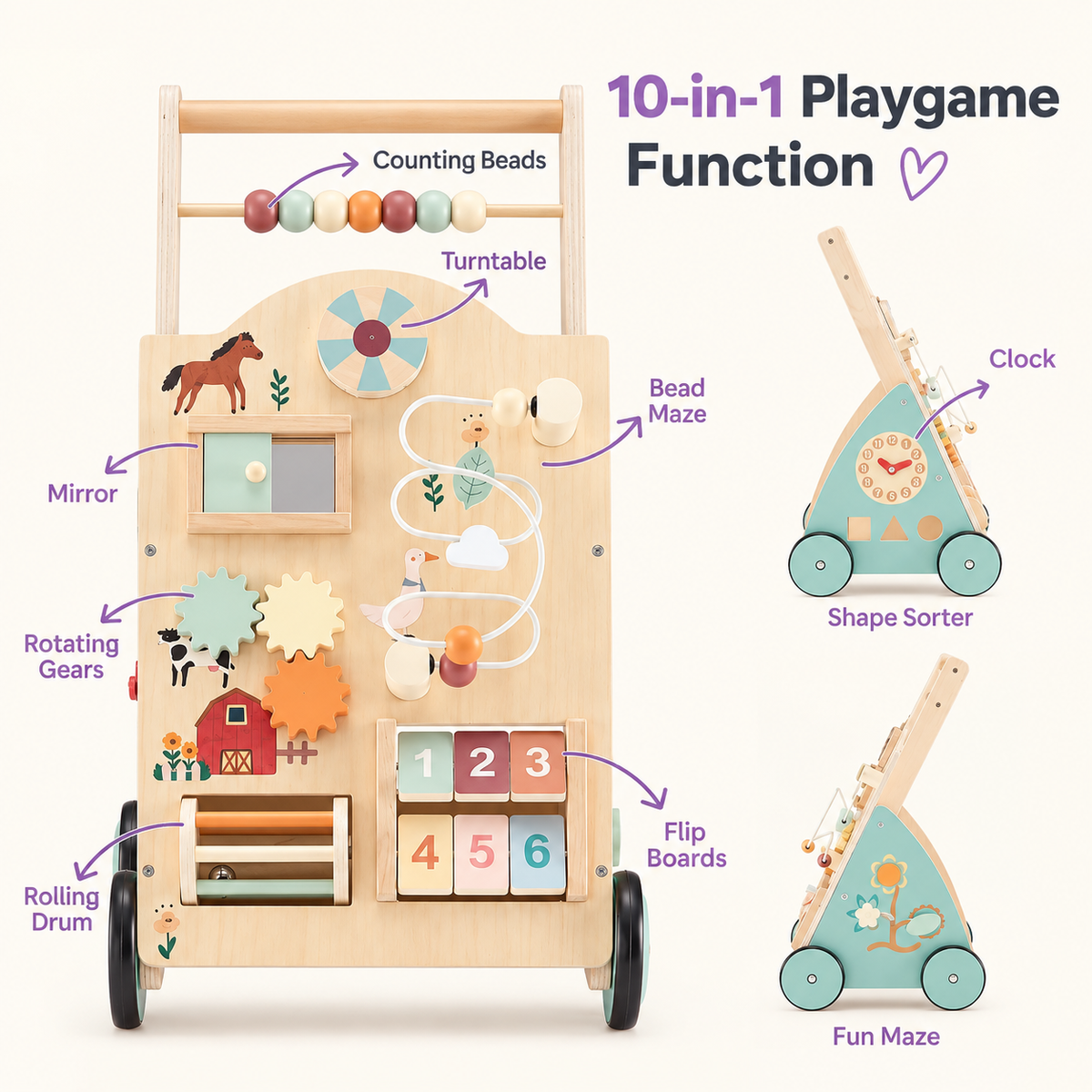 Montessori Wooden Baby Walker