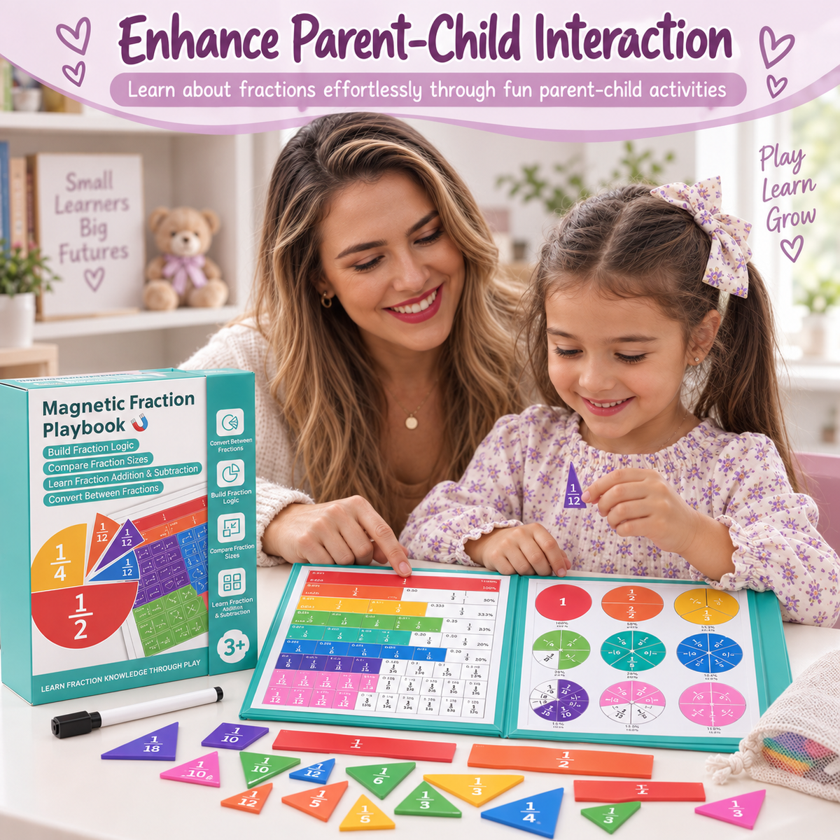 Magnetic Fraction Educational Puzzle