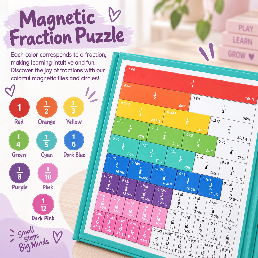 Magnetic Fraction Educational Puzzle